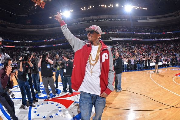 Iverson is introduced on court before the game between the Charlotte Bobcats and the Philadelphia 76ers at the Wells Fargo Center on March 30, 2013 in Philadelphia, Pennsylvania. (Getty Images)