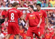 Robbie Fowler (C) and Luis Suarez (R) came on in the second half