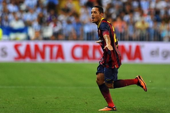 Adriano celebrates after scoring the game&#039;s only goal