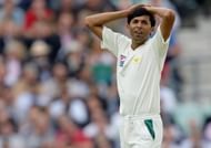 Pakistan's Mohammad Asif reacts on the t