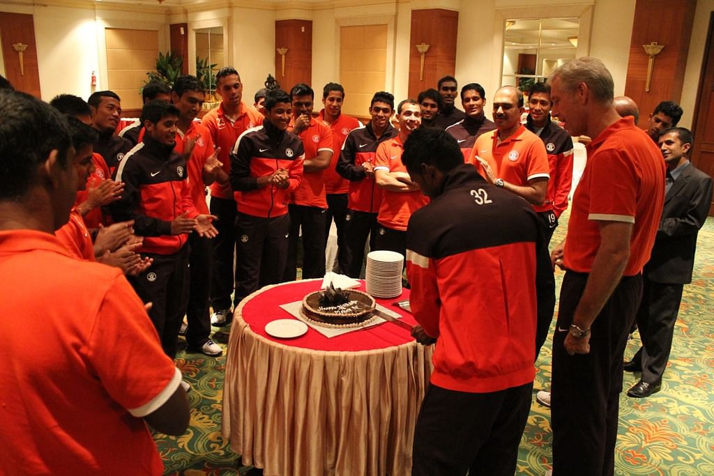 Mohanraj Nallapan&#039;s Birthday being celebrated at Team Hotel.