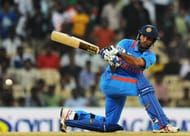 Indian cricketer Yuvraj Singh plays a sh