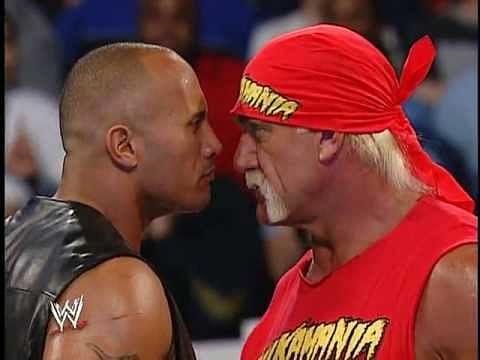 Hulk Hogan and The Rock confrontation 2/20/2003