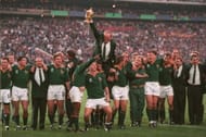 The victorious South African team after defeating New Zealand All Blacks at the 1995 Rugby World Cup