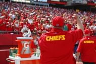 Head coach Andy Reid of the Kansas City Chiefs waves his fist in the air in celebration for the victory over the Dallas Cowboys on September 15, 2013 at Arrowhead Stadium in Kansas City, Missouri. (Getty Images)