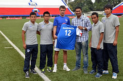Bengaluru FC present hockey international V. Raghunath with club jersey