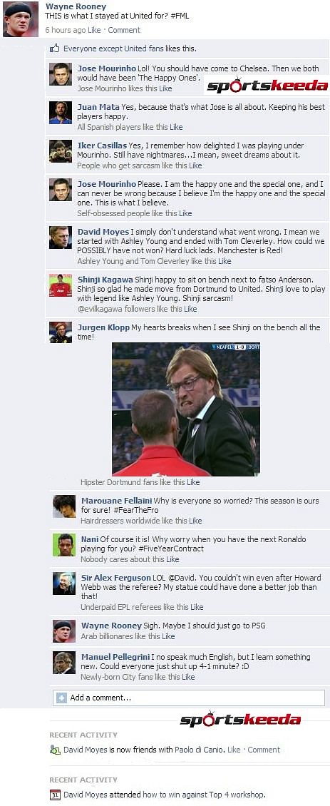 Fake FB Wall: Wayne Rooney updates his status after 4-1 defeat