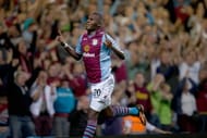Christian Benteke of Aston Villa celebrates his goal