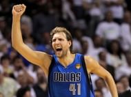 Dirk Nowitzki #41 of the Dallas Mavericks