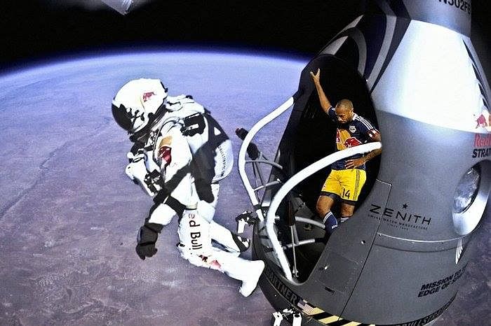 Unseen footage from Red Bull's stratospheric stunt was Henry giving Felix Baumgartner the final push!