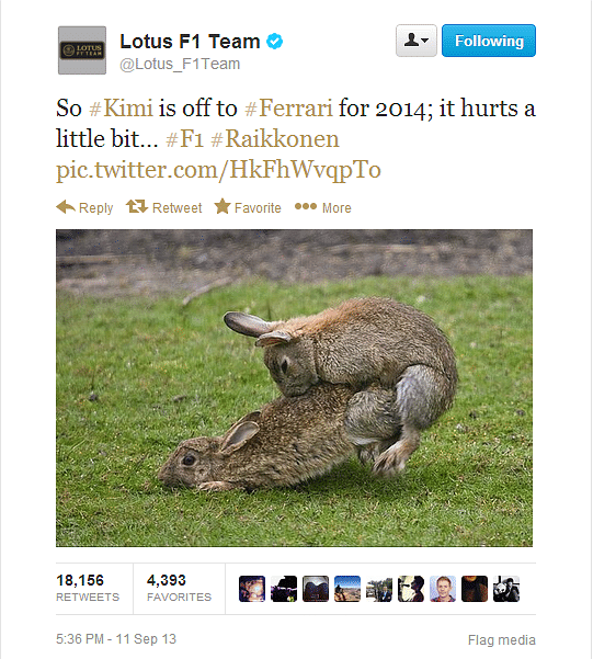 Lotus F1 team in twitter picture controversy