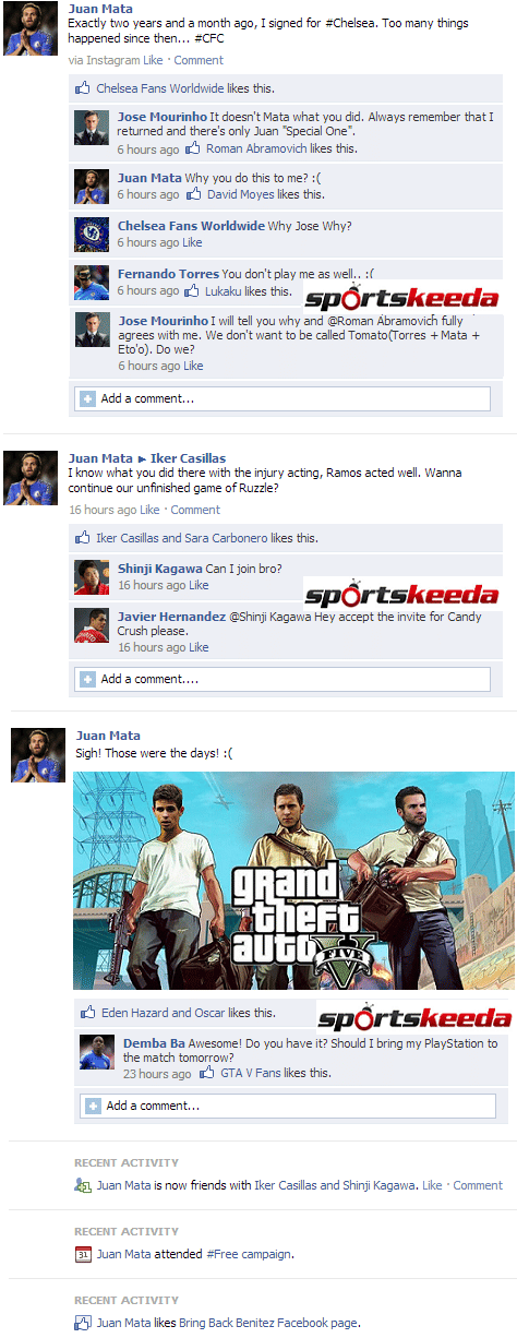 Fake FB Wall: Jose Mourinho reveals why he doesn't play Juan Mata
