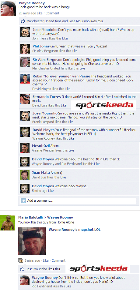 Fake FB Wall: A happy Wayne Rooney updates his status