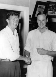 Richie Benaud with the then captain of England- Peter May