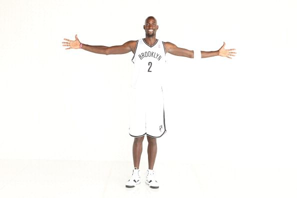 Kevin Garnett #2 of the Brooklyn Nets poses for a portrait during Media Day at the Barclays Center in Brooklyn. (Getty Images)