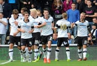 Johnny Russell (R) of Derby County celebrates his goal during the Sky Bet Championship match between Derby County and Leeds United at Pride Park Stadium on October 05, 2013 in Derby, England. (Getty Images)