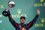 Sebastian Vettel celebrates his fifth consecutive win and ninth of the season at the Japanese GP