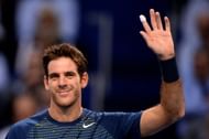 Argentina's Juan Martin Del Potro celebratres after beating France's Paul-Henri Mathieu in their quarter-final tennis match at the Swiss Indoors ATP tournament in Basel.