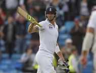 England's Kevin Pietersen acknowledges t