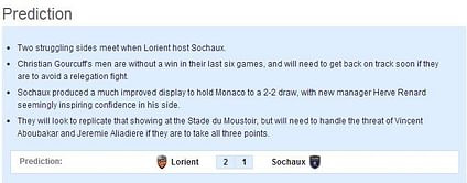 Lorient vs Sochaux: Statistical Preview