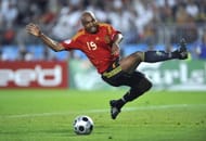 Spanish midfielder Marcos Senna jumps fo