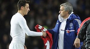Image: When Mesut Ozil handed Jose Mourinho his shirt