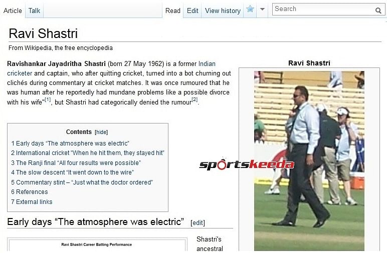 Fake Wikipedia Profiles Of Famous Indian Cricketing Personalities