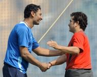 Shitanshu Kotak with Sachin Tendulkar