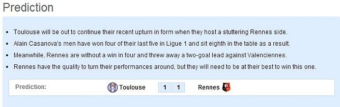 Toulouse vs Rennes: Statistical Preview