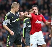 Ryan Shawcross gets booked in the dressing room