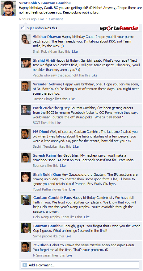 Fake FB Wall: Gambhir trolled on his birthday