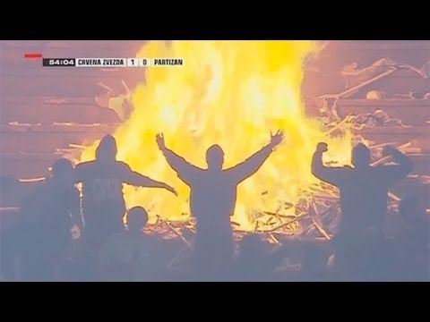 Video: Crowd sets stands on fire at Belgrade derby