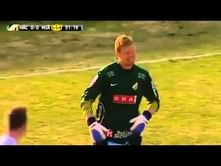 Video: Goalkeeper nutmegs striker
