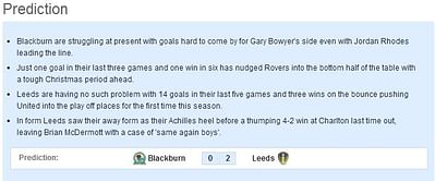 Blackburn vs Leeds: Statistical Preview