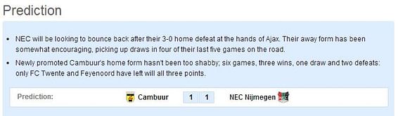 Cambuur-NEC Nijmegen Statistical Preview