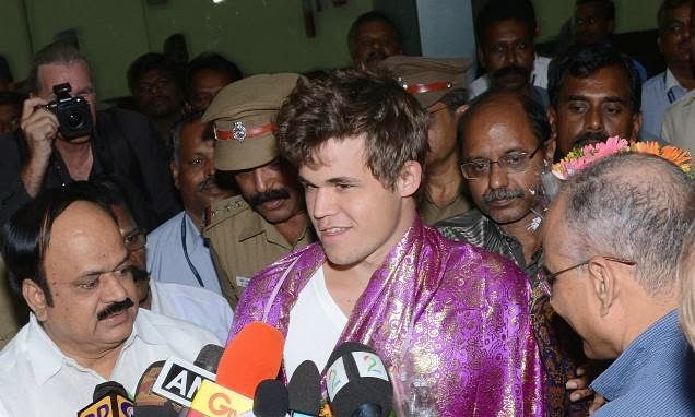 Magnus Carlsen arrives in India for the World Chess Championship