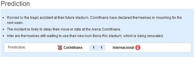 Corinthians vs Internacional: Statistical Preview