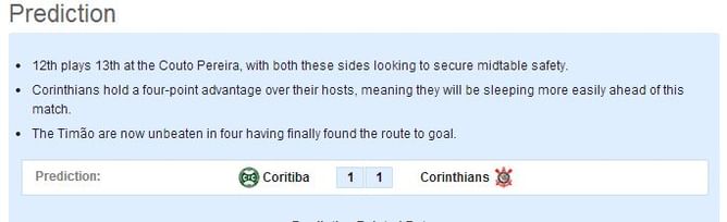 Coritiba-Corinthians Statistical Preview