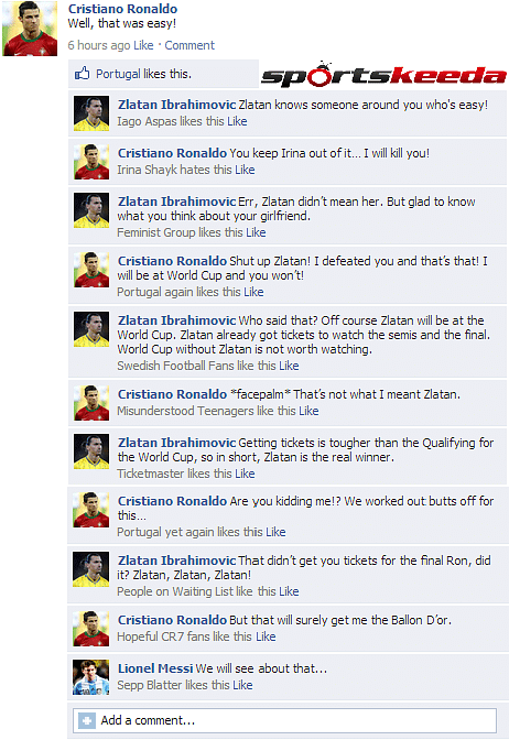 Fake FB Wall: Ronaldo and Ibrahimovic take their fight to Facebook