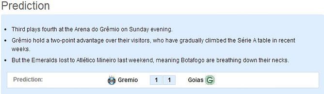 Gremio vs Goias: Statistical Preview
