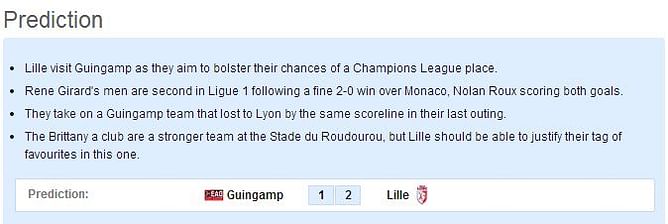 Guingamp-Lille Statistical Preview