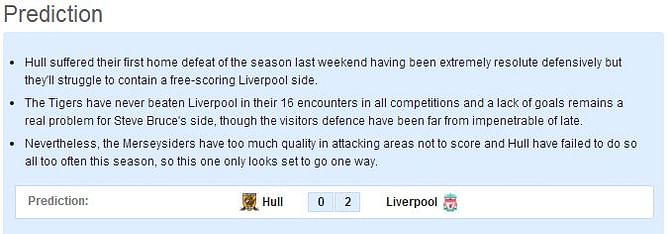 Hull vs Liverpool - Statistical Preview
