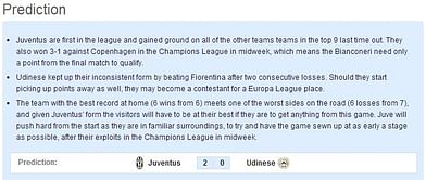 Juventus vs Udinese - Statistical Preview
