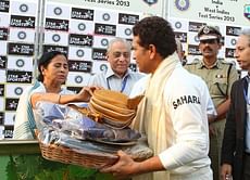 West Bengal CM Mamata Banerjee felicitates farewell man Sachin Tendulkar at Eden Gardens