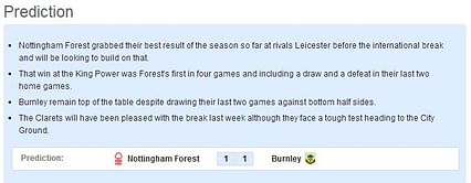 Nottingham Forest v Burnley - Statistical Preview