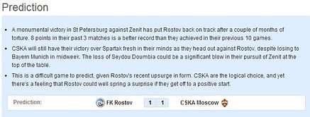 FK Rostov vs CSKA Moscow: Statistical Preview
