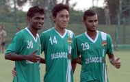 Salgaocar's goal scorers against East Bengal: (From left) - Francis Fernandes, Karma Tsewang and Clifton Dias Photo Credit: AIFF Media