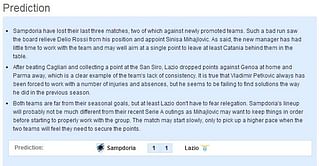 Sampdoria vs Lazio - Statistical Preview