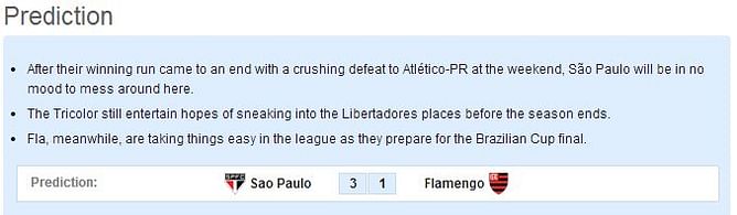 Sao Paulo-Flamengo Statistical Preview
