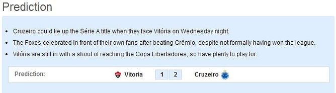 Vitoria-Cruzeiro Statistical Preview